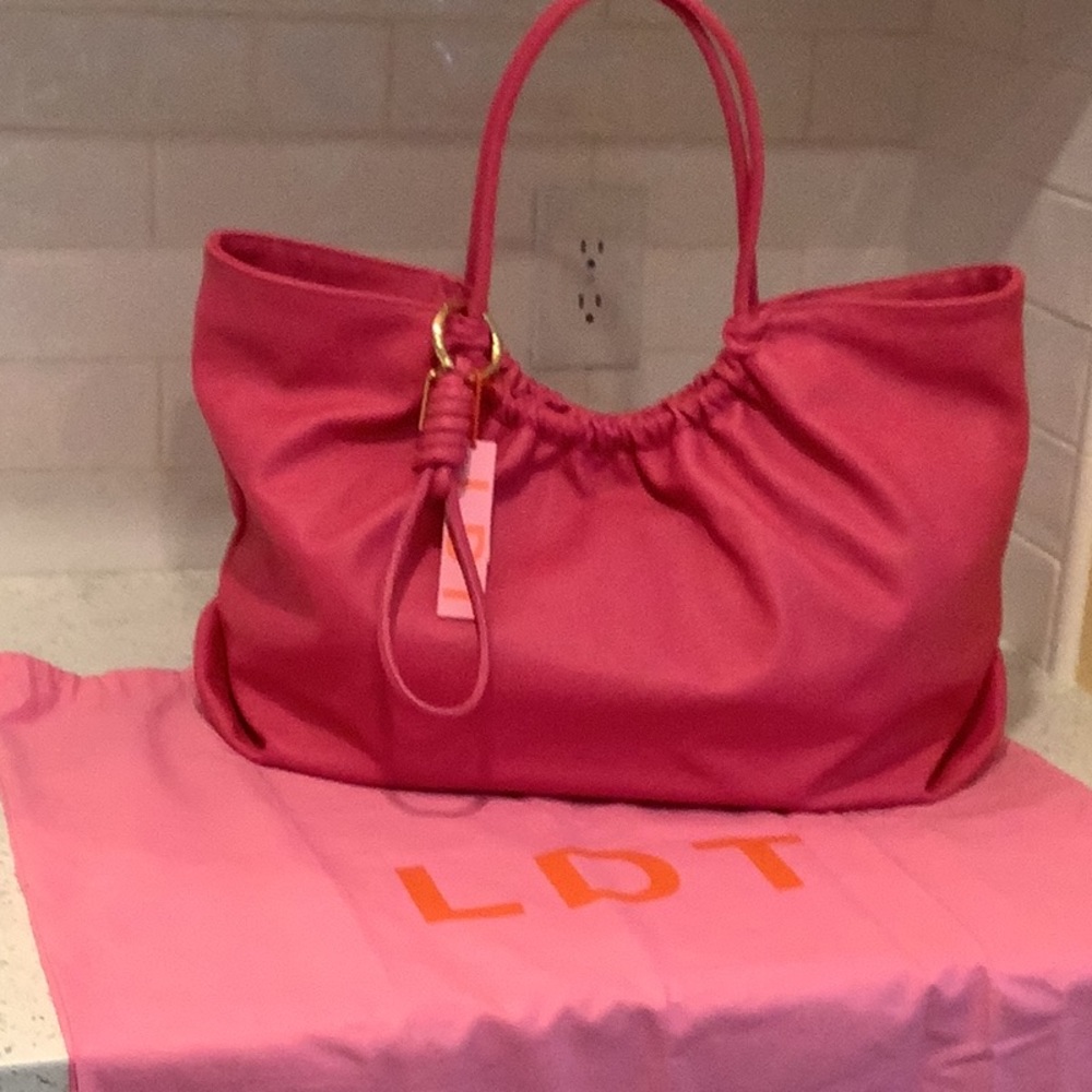 NWT LDT Lily soft leather tote in hot pink